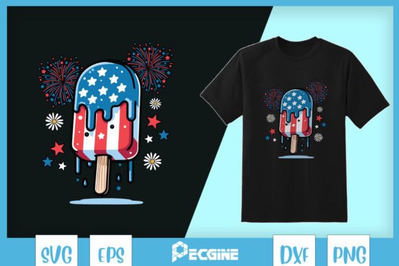 4th of July Red White Blue SVG: T-Shirt Designs & Graphics