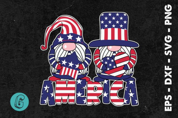 America Gnomes USA 4th of July SVG Graphics & Illustrations