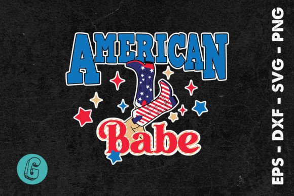American Babe Western 4th of July SVG Graphics for T-Shirt Designs