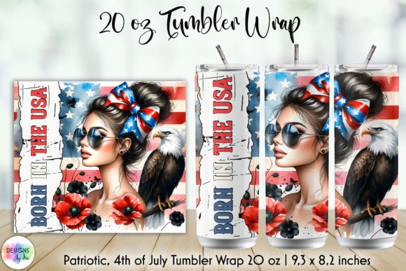 Born in the USA Patriotic Tumbler Wrap Graphics