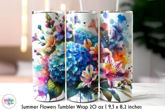 Colourful Summer Flowers Tumbler Design: Graphics & Tumbler Wraps