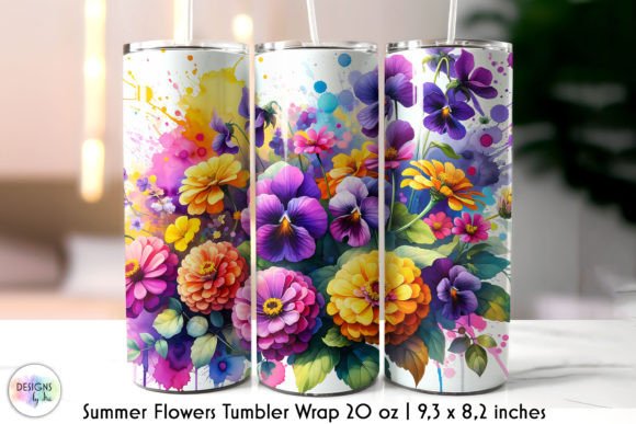 Colourful Summer Flowers Tumbler Wrap Graphics