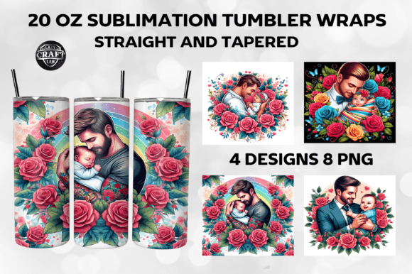 Fathers Day Tumbler Wrap 20oz Skinny PNG Graphics