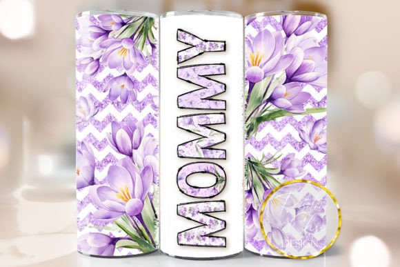 Floral Mommy Skinny Tumbler Wrap PNG: Graphics for Crafts