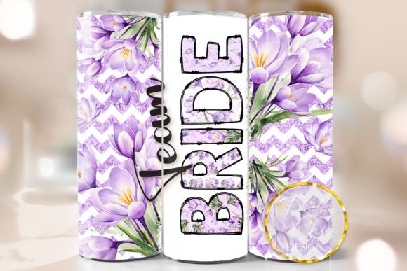 Floral Team Bride Skinny Tumbler Wrap: Graphics for Crafts & Content