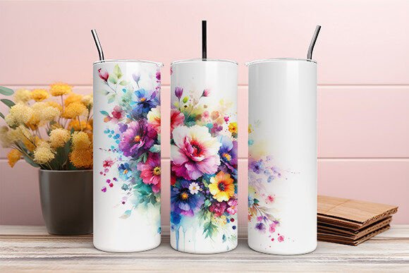 Flower Tumbler Wrap 20oz PNG for Crafters