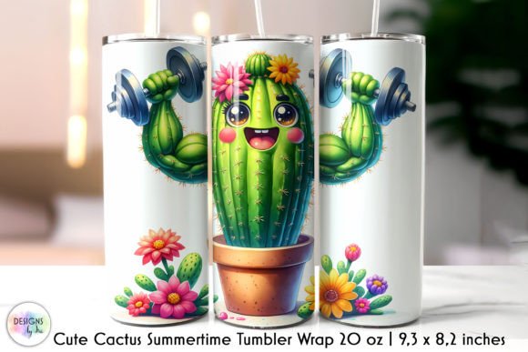 Funny Summer Cactus Tumbler Wrap Graphics
