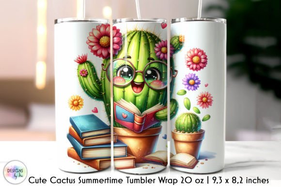 Funny Summer Cactus Tumbler Wrap Graphics