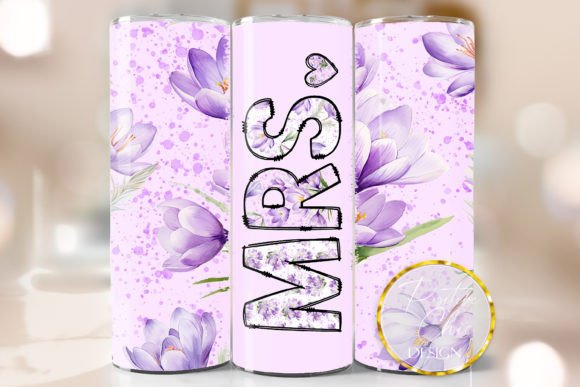 Mrs Floral Tumbler Wrap Wedding PNG: Graphics for Crafts & Content