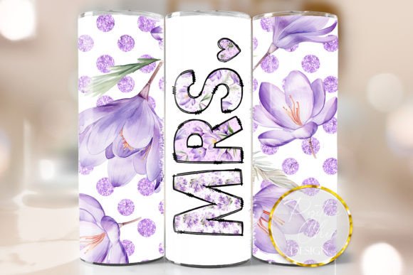 Mrs Tumbler Wrap Wedding Design PNG