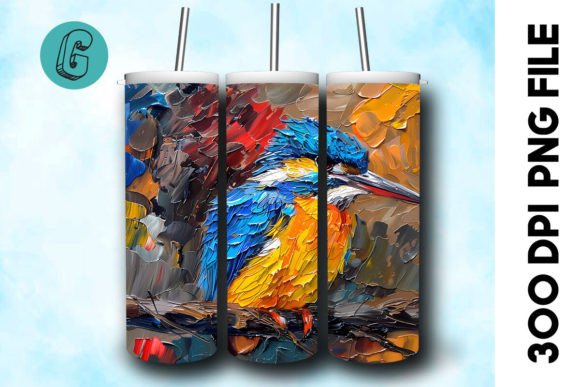 Oil Paint Cute Bird Tumbler Wrap 40 Graphics & Illustrations