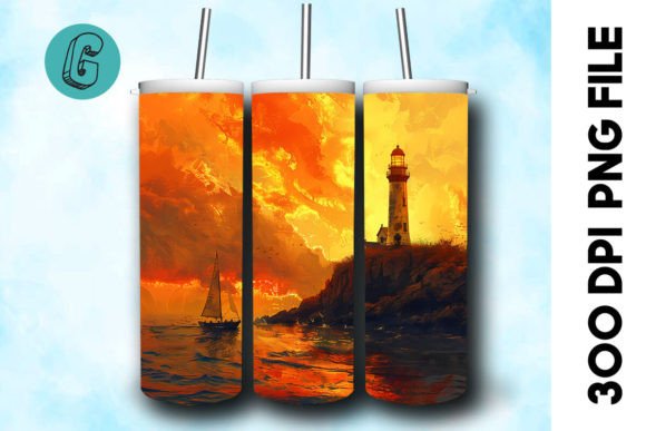 Oil Painting Lighthouse Tumbler Wrap 23 Graphics Review