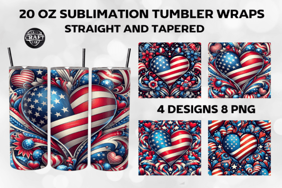 Patriotic Heart Tumbler Wrap 20oz Skinny Graphics