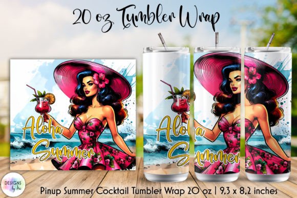 Pin-Up Girl Retro Beach Tumbler Wrap Graphics