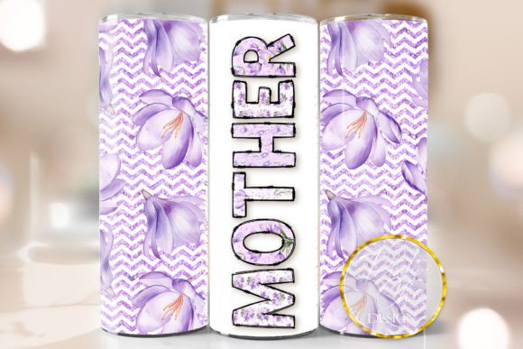Purple Floral Mother Tumbler Wrap PNG