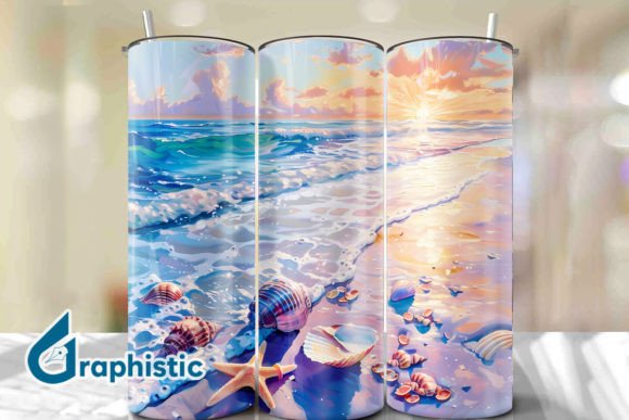 Seashells Sunset Tumbler Wrap 30 Graphics & Backgrounds