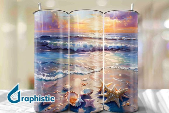 Seashells Sunset Tumbler Wrap 32 Graphics & Backgrounds