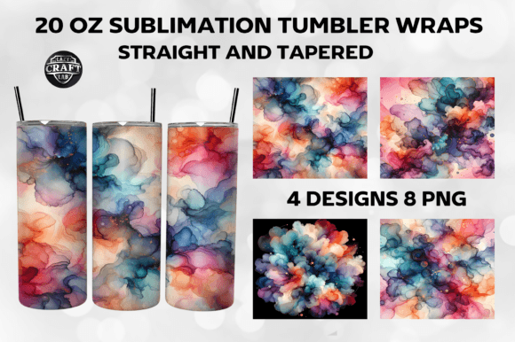 Smoke Alcohol Ink Tumbler Wrap 20oz PNG Graphics
