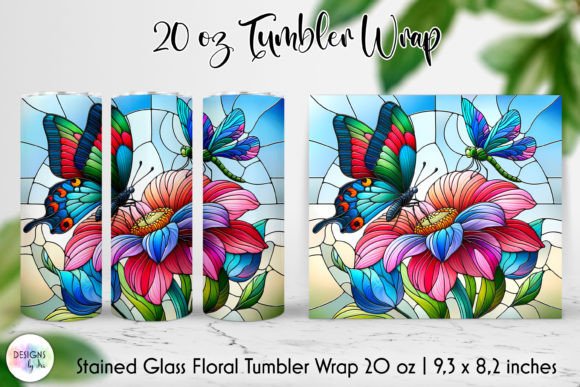 Stained Glass Dragonfly Tumbler Wrap Graphics
