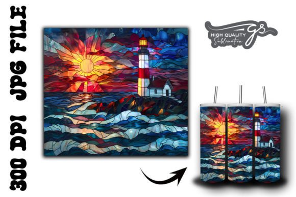 Stained Pink Lighthouse Tumbler Wrap 23: Graphics for Tumbler Wraps