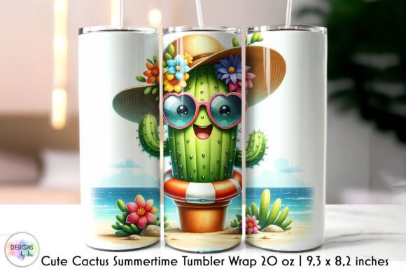 Summer Cactus on the Beach Tumbler Wraps & Graphics