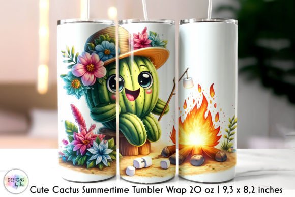 Summer Camping Cactus Tumbler Wrap: Graphics & Tumbler Wraps