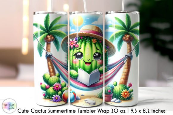 Sunny Cactus on the Beach Tumbler Wrap Graphics