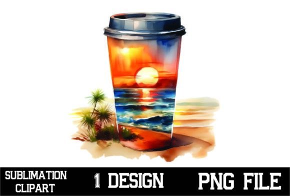 Sunset Beach 20Oz Tumbler Wrap PNG: Graphics for Crafts & Branding