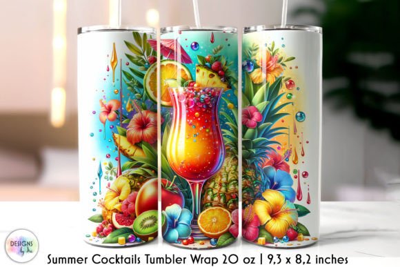 Tropical Summer Cocktails Tumbler Wrap: Graphics for Vibrant Tumbler Wraps