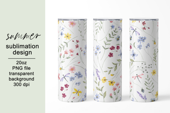 Tumbler Sublimation Design Wild Flowers: Graphics for Crafts & Local Branding