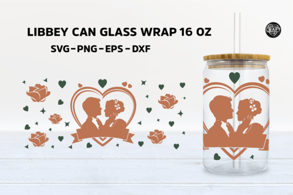 Wedding Libbey Can Glass Wrap 16oz SVG: Graphics for Tumbler Wraps